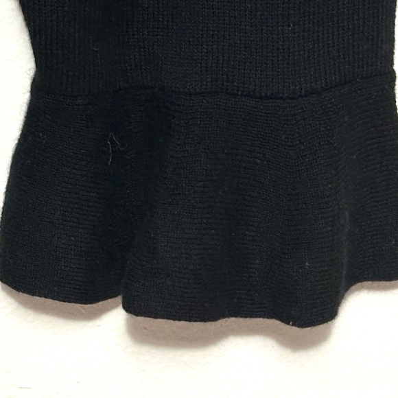 Talbots Black Crop Short Cardigan Open Front 3 Quarter Ruffle Sleeve Large - Picture 3 of 3